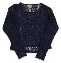 Tmavomodré krajkové crop triko Yigga