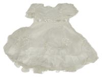 Bílé saténové slavnostní šaty s korálky a výšivkami 