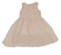 Světlerůžové šifonové slavnostní šaty s flitry H&M
