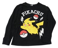 Černé pyžamové triko s Pikachu