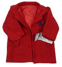 Červený flaušový jarní kabátek s mašlí Bébé Caramel