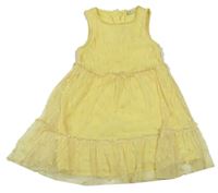 Žluté kytičkované tylové šaty F&F