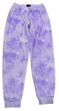 Fialové plyšové domácí kalhoty s hvězdičkami C&A