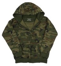 Khaki-béžová army propínací mikina s kapucí Primark