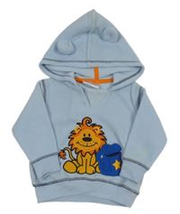 Světlemodrá fleecová mikina se lvem a kapucí 