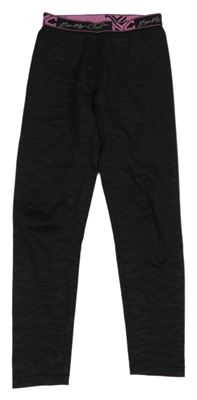 Černé vzorované sportovní legíny s nápisy 