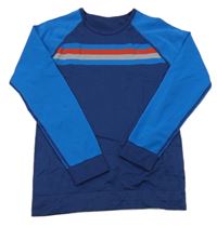 Tmavomodro-modré sportovní triko s proužky Crivit 