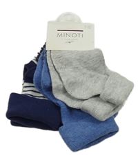 Nové - 3x - Šedé + modré + pruhované ponožky Minoti