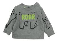 Šedá melírovaná mikina s dinosaurem Primark