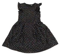 Černo-barevné vzorované šifonové šaty Tu