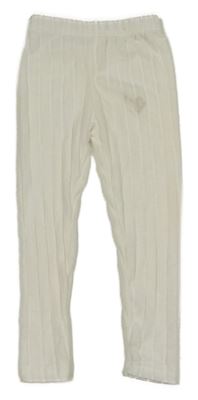 Bílé žebrované pletené kalhoty 