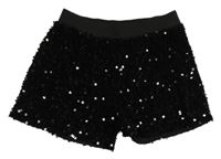 Černé sametové flitrové kraťasy s flitry F&F