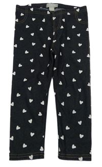 Tmavomodré legíny riflového vzhledu se srdíčky Primark