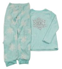 Pomněnkové chlupaté pyžamo s vločkami a flitry Primark