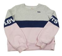 Šedo-světlerůžovo-tmavomodrá mikina s logem Levi´s 