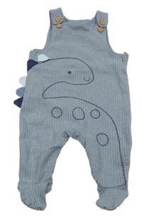 Modré žebrované dupačky s dinosaurem George