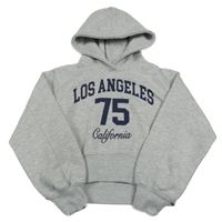 Šedá melírovaná crop mikina s nápisem a kapucí Zara