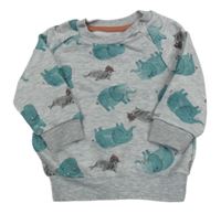 Šedá melírovaná mikina se zvířátky Primark