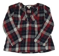 Tmavomodro-červeno-bílá kostkovaná halenková tunika Fagottino