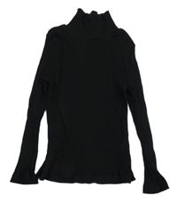 Černé žebrované triko s rolákem 