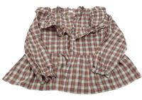 Barevná kostkovaná halenková tunika s volánky Next