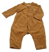 Béžový manšestrový podšitý overal s medvídkem Catimini