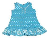 Tyrkysová tunika s puntíky a krajkou Berti