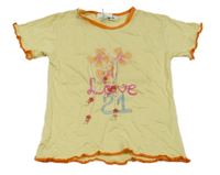 Nové - Smetanovo-oranžové tričko s květy 