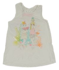 Bílý top s holčičkami a flitry 