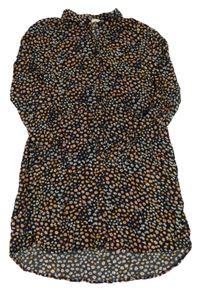 Černo-barevné kytičkované košilové šaty H&M