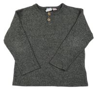 Tmavošedý melírovaný svetr s knoflíčky Zara