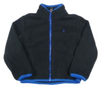 Černá fleecová propínací mikina s modrými lemy Ralph Lauren