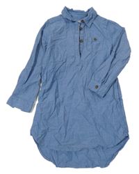 Modré košilové plátěné šaty H&M
