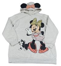 Světlebéžová melírovaná dlouhá mikina s Minnie a kapucí H&M