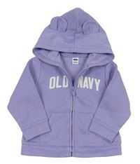 Fialová propínací mikina s logem a kapucí s oušky OLD NAVY