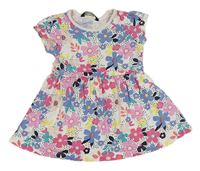 Bílo-barevné květované šaty George