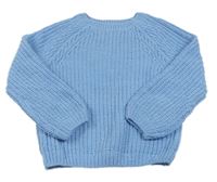 Modrý žebrovaný žinylkový svetr zn. F&F