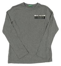 Tmavošedé melírované triko s nápisy zn. Benetton