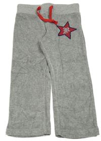 Šedé melírované sametové tepláky s hvězdičkou lupilu