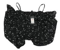 Nové - černá šifonová crop halenka s hvězdičkami a volánkem a volnými rameny New Look