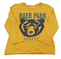 Hořčicové triko s medvídkem a nápisy Kids