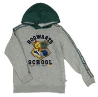 Šedá melírovaná mikina s erbem - Harry Potter a pruhem a kapucí H&M
