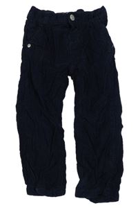 Tmavomodré manšestrové podšité kalhoty Bluezoo