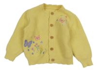 Žlutý propínací svetr s motýlky a květy Nutmeg
