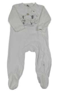 Bílý sametový overal se zvířátky a puntíky Smile