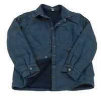 Tmavomodrá melírovaná košilová zateplená bunda TAPE 'A L'OEIL 