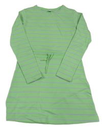 Světlezeleno/šedé pruhované žebrované šaty YIGGA