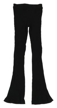 Černé žebrované flare kalhoty Matalan