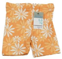 Nové - oranžové květované legínové kraťasy PRIMARK