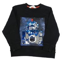 Černá mikina s robotem z překlápěcích flitrů §H&M
